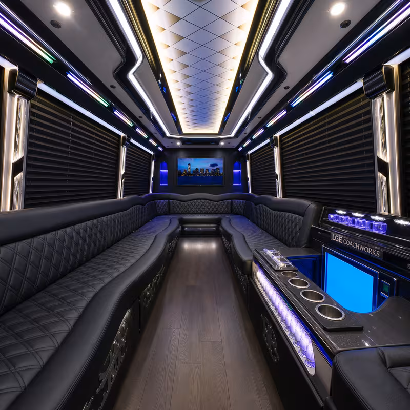 15 Passenger Party Bus Interior