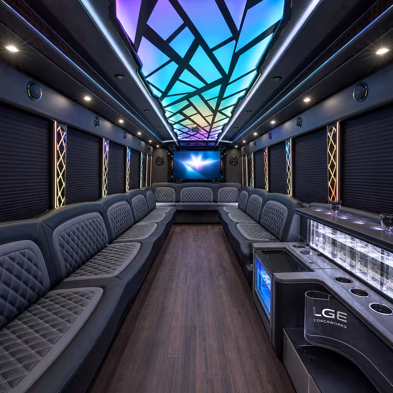 18 Passenger Party Bus Interior
