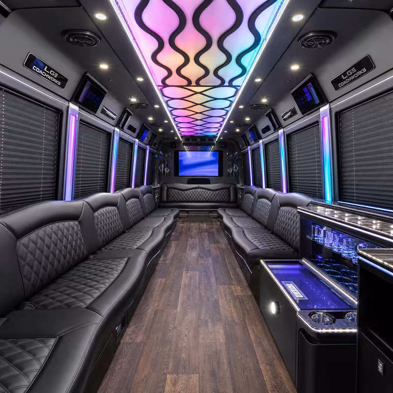20 Passenger Party Bus Interior