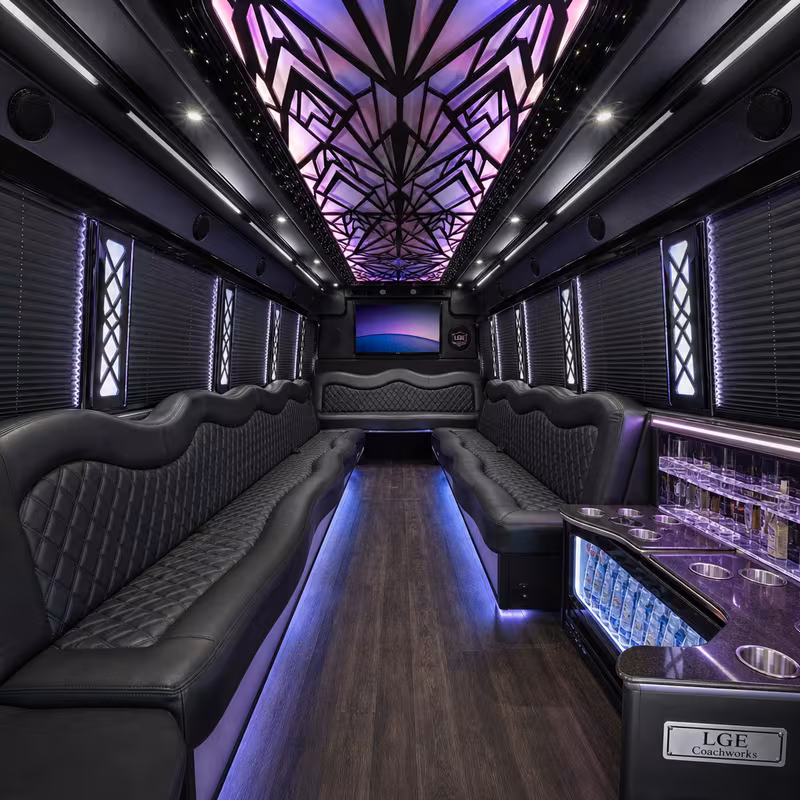 25 Passenger Party Bus Interior