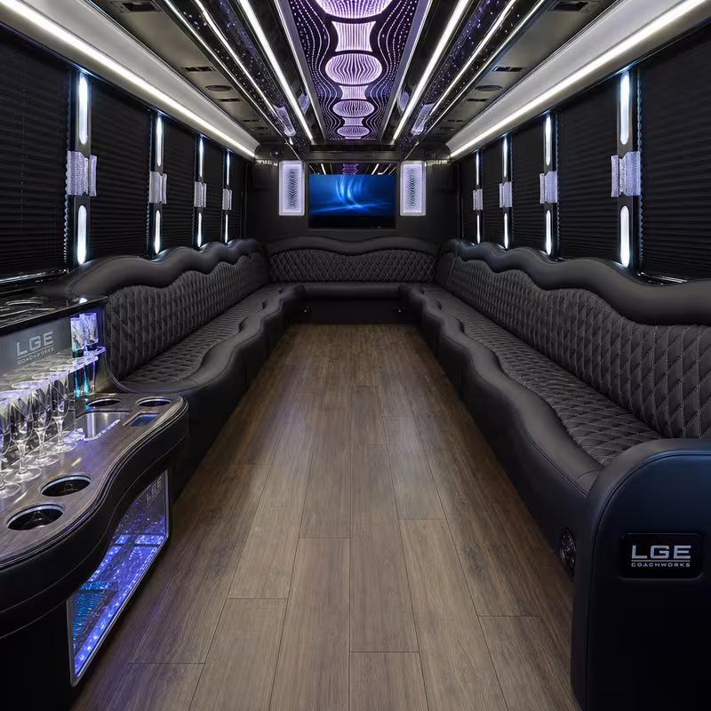 28 Passenger Party Bus Interior