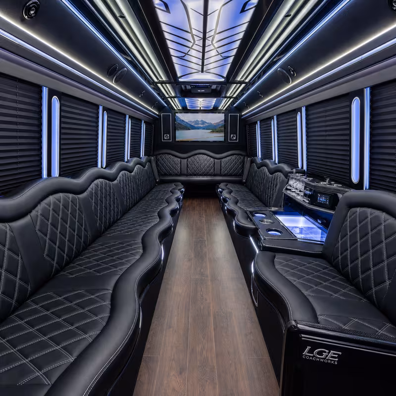 28 Passenger Party Bus Interior