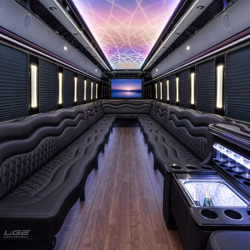 30 Passenger Party Bus Interior