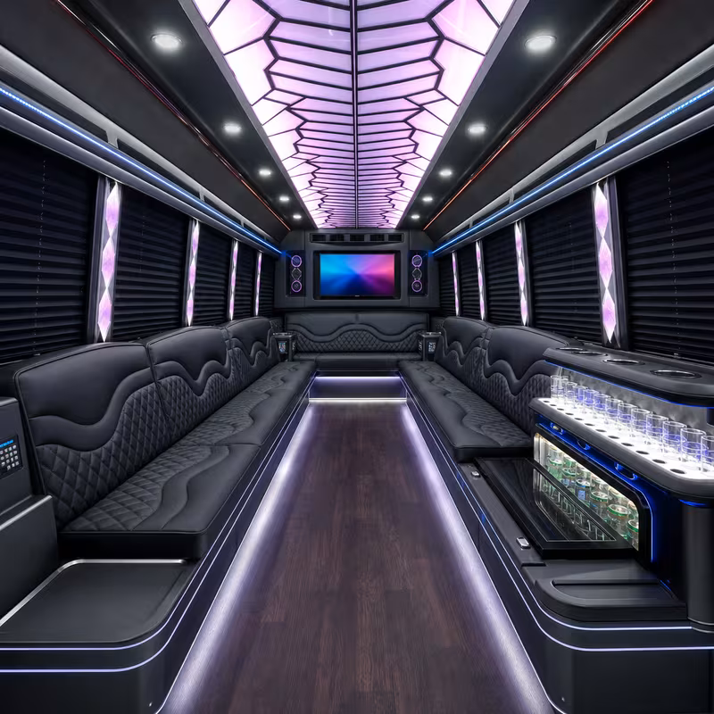 50 Passenger Party Bus Interior