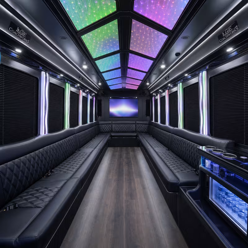 50 Passenger Party Bus Interior