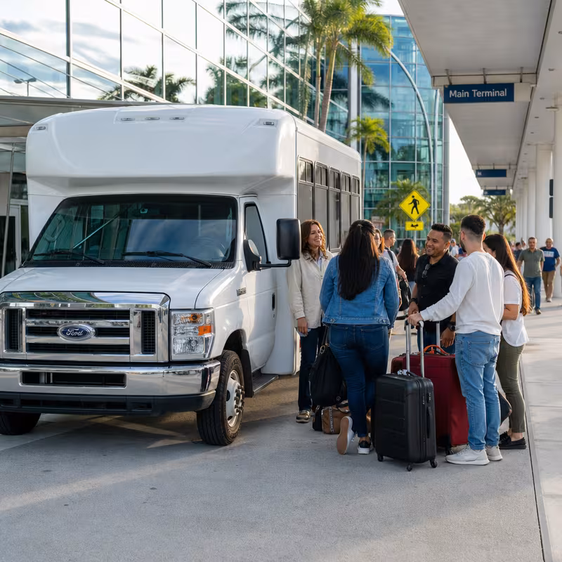 Black Mercedes Sprinter van staged for an Coral Springs Airport Transportation group