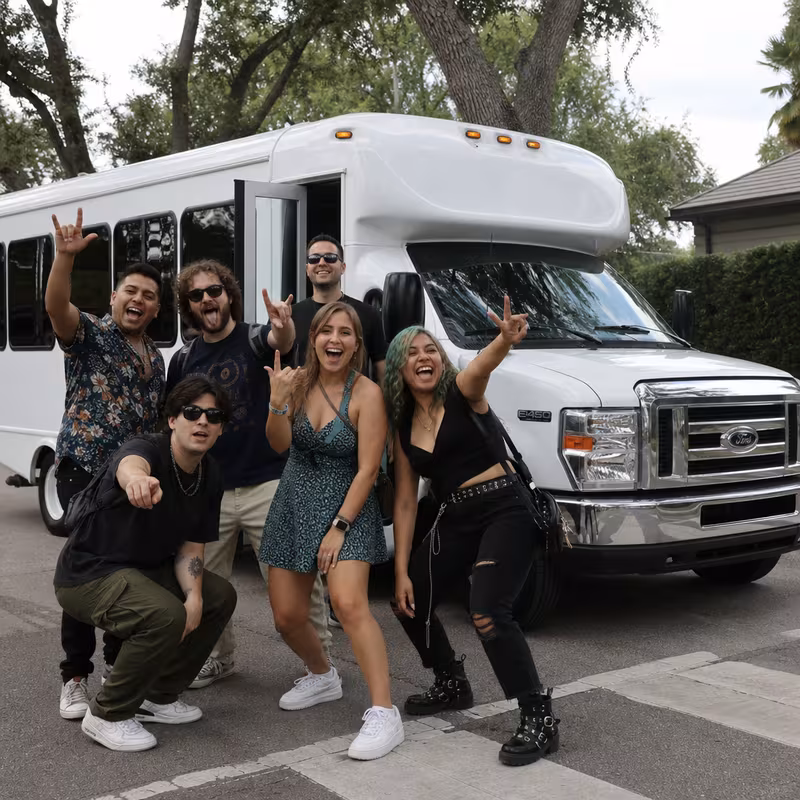 Black Mercedes Sprinter van staged for an Coral Springs Concert Transportation group