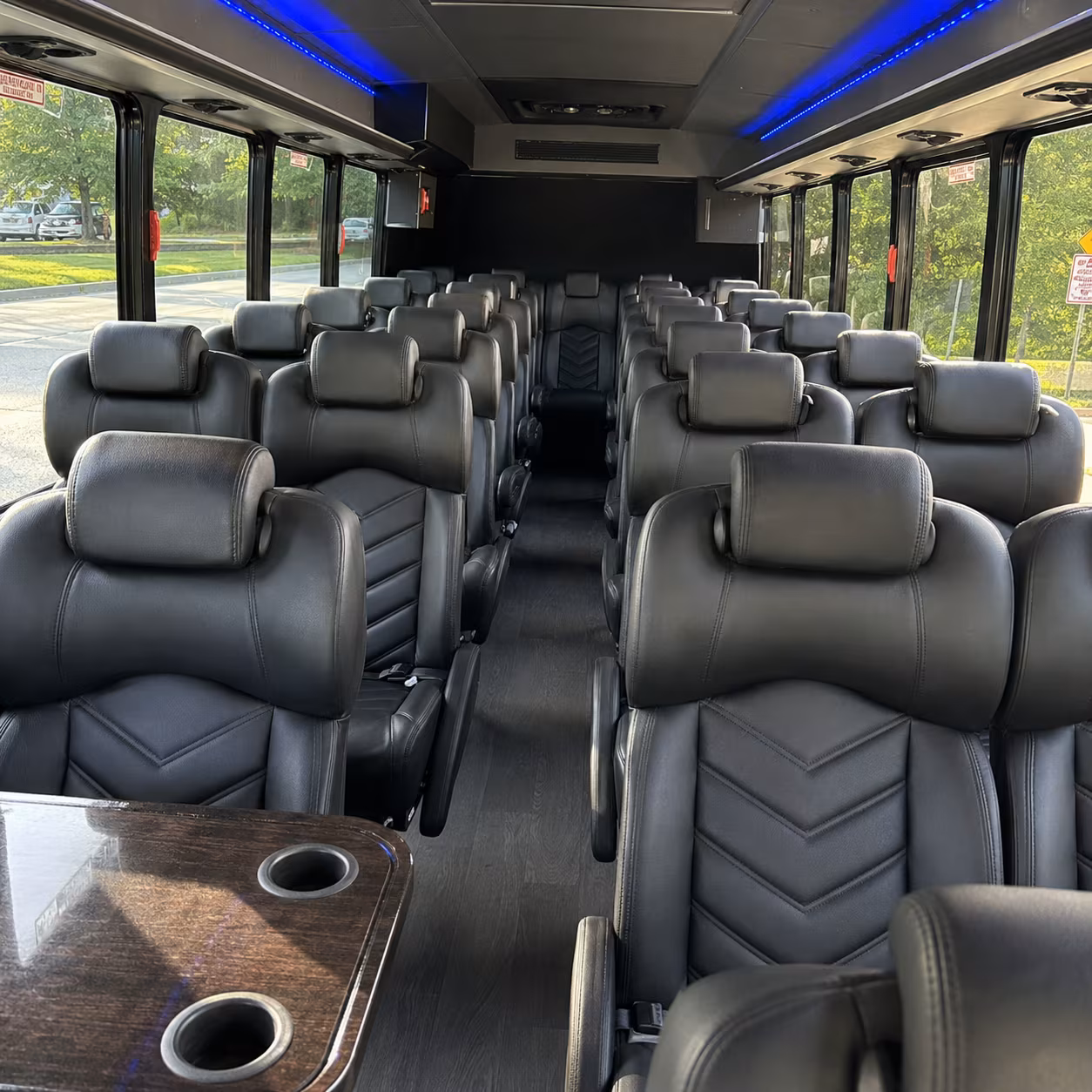 Coral Springs School Event Transportation party bus interior
