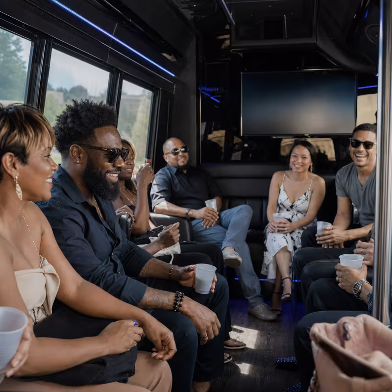 Black Mercedes Sprinter van staged for an Coral Springs Private Event Transportation group