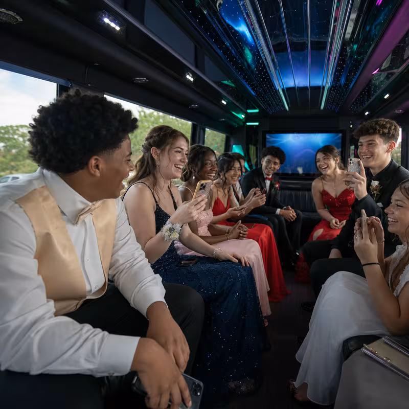 Black Mercedes Sprinter van staged for an Coral Springs Prom & Homecoming Transportation group